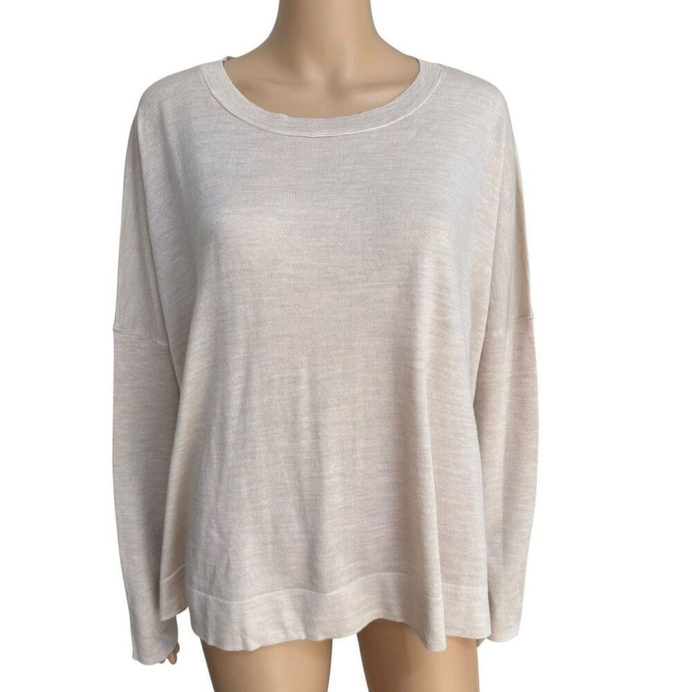 J. Crew lightweight beige merino wool pullover sweater loose fit size L